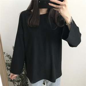 Camisetas Holgadas <span class=keywords><strong>de</strong></span> <span class=keywords><strong>Manga</strong></span> <span class=keywords><strong>Larga</strong></span> para <span class=keywords><strong>Mujer</strong></span>, Colores Dulces, Estilo Coreano, Diseño Simple, Camisetas Gráficas <span class=keywords><strong>de</strong></span> Moda Femenina - Product Image 4