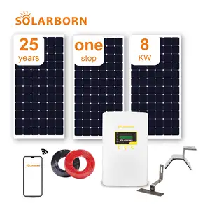 Solarborn 유럽 해외 창고 8kw 완료 그리드 패널 인버터 장착 홈 태양 에너지 시스템