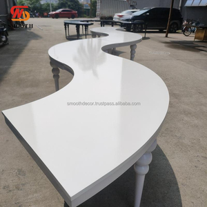 โต๊ะไม้เรียบสำหรับจัดงานแต่งงานงานเลี้ยงสังสรรค์โต๊ะรับประทานอาหารที่คดเคี้ยวในฟาร์ม - Product Image 6