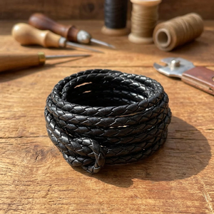 Braided <b>Leather</b> Cord for Jewelry Making Necklace <b>Bracelets</b> Fashion Accessories All Sizes and Colors Full-Grain Original <b>Leather</b> - Product Image 1