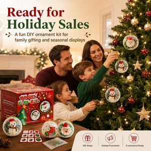 Christmas Air Dry Clay DIY Craft Kit 4 Ornaments Safe Non-Toxic Kids Art <b>Set</b> W/ Beads Glitter <b>Xmas</b> <b>Gift</b> OEM Private Label Bulk - Product Image 3