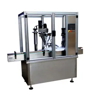 Aluminum cap rubber stopper powder bottle filling capping labeling machine injection vial filling stoppering machine