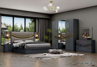 Ensembles de Meubles de Chambre à Coucher de Luxe : Lit King Size en Bois, Lits Queen Size, Armoire, Commode