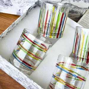 Ensemble de verres en verre, 4 pièces, design rayé coloré, verres à eau en cristal avec boîte cadeau pour la maison, le bar et les cadeaux, ensemble cadeau de luxe - Product Image 4
