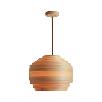 Suspension E27 en bois antique faite à la main abat-jour en placage de conception moderne petites tailles pour lustres de chambre à coucher