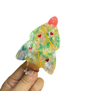 Vrouwen Meisjes Schattige 8Cm Funky Hart Strass Kerstboom Haarklem Fancy Acetaat Laat Plantvormig Blad Cactus Klauw Clip - Product Image 5