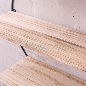 Mensola Decorativa da Parete in Ferro Nero, Forma Rotonda a Tre Ripiani con Scaffale in MDF - Product Image 6