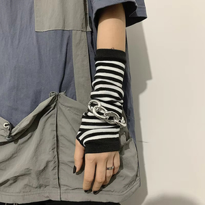 Donne ragazze sopra il ginocchio lunga striscia stampata coscia alta <span class=keywords><strong>calze</strong></span> di cotone manica da braccio guanti carino calzini Overknee <span class=keywords><strong>taglie</strong></span> <span class=keywords><strong>forti</strong></span> - Product Image 2