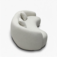 Nordisches Kleines Apartment Halbkreisförmiges Gebogenes 2-Sitzer Stoffsofa für Wohnzimmer Cremefarbenes Casual Holzrahmen-Sofa