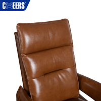 Fauteuil de bureau MANWAH CHEERS, luxe moderne, ergonomique, inclinable manuellement, accoudoirs en cuir véritable, pivotant à 360°, métal, simple, pour le salon