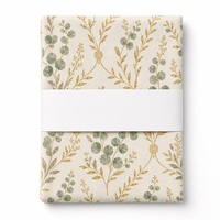 Set de table en lin et coton imprimé sur mesure 35x48cm |   Feuilles d'eucalyptus dorées sur fond ivoire |   Impression numérique en gros