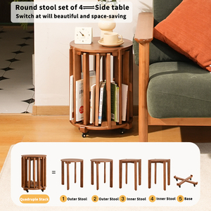 סט שרפרף במבוק מותאם אישית של 4 כיסאות עגולים - Product Image 2