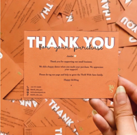 Cartes de remerciement personnalisées pour marque de bijoux avec reliure parfaite et impression numérique sur carton duplex, pelliculage pour emballage cadeau événementiel