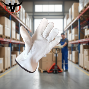 Goatskin-Guantes Blancos de cuero para conducir, guantes de trabajo para hombre - Product Image 3