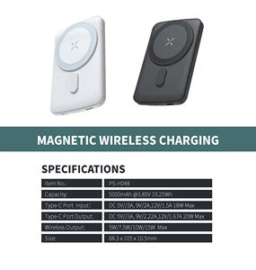 <span class=keywords><strong>Cargador</strong></span> Portátil Magnético Ultra Delgado 2026 de 5000mAh con <span class=keywords><strong>Carga</strong></span> Rápida PD de 20W - Product Image 4