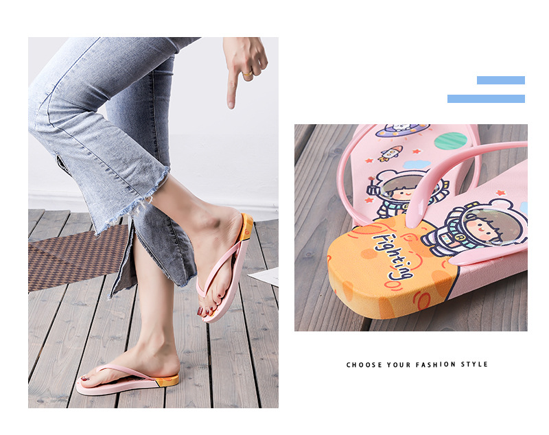 Summer Cartoon Flip-flops Women Non-slip PVC Plastic Beach Sandals Women Filp Flops Slippers