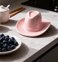 Vas Bunga Dinding Topi Koboi 8.3" Keramik Dekorasi Ruangan Barat Pink Coklat Beige Estetika Koboi Perempuan Vas Bunga Unik Kantong Dinding