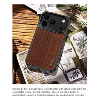 Casing Ponsel Laudtec dengan Panel Belakang Kayu Alami dan Panel Sentuh Sapphire, Kamera Mewah yang Dapat Diputar untuk iPhone 17 Pro