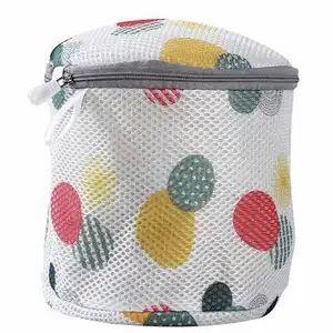 Printing Zippered Mesh Laundry Bag Polyester Washing Net Bag For Underwear Sock Washing Machine Pouch Clothes Bra Bags