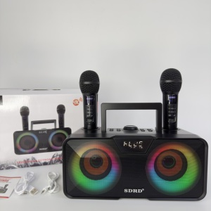 Portable for Karaoke Machine with 2 UHF <strong>Wireless</strong> <strong>Microphones</strong> and LED Lights Home Use PA Singing <strong>Speaker</strong> <strong>System</strong> - Product Image 3