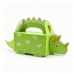 Wholesale Custom Dinosaur Theme Gable <b>Box</b> with Handle Kids Birthday Baby Shower <b>Party</b> Favor Candy Treat Gift Packaging Supplier - Product Image 1
