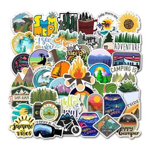 Adesivi per Campeggio, Escursionismo e Avventura all'Aperto, Adesivi Impermeabili per Natura, Viaggi e Campeggio Estivo - Product Image 2