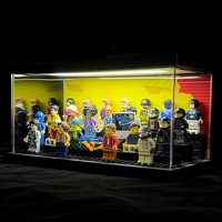 Kotak Display Minifigure Akrilik dengan Lampu LED dan Alas Bata Bangunan yang Dapat Dilepas untuk Koleksi Mini Figure