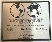 Réplique de plaque commémorative de la mission Apollo 11, art mural en métal, acier inoxydable 304 gravé, personnalisable, pour les passionnés de l'espace