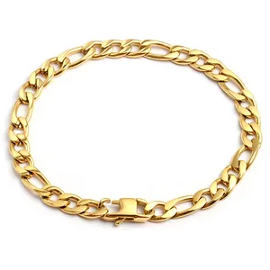 6mm thin 18k gold plated curb chain stainless steel bracelet for men and women
