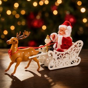 Figura de Reno y Trineo de Santa Claus Eléctrico Hecho a Mano, Juguete Animado con Batería, Musical, Clásico de <span class=keywords><strong>Navidad</strong></span>, de Plástico, para Interiores - Product Image 6
