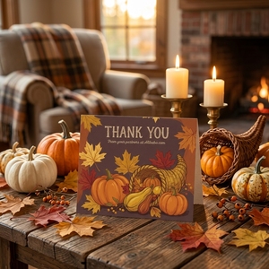 Cartes de remerciement personnalisées pour Thanksgiving avec motif citrouille et <span class=keywords><strong>feuille</strong></span> <span class=keywords><strong>d</strong></span>'érable, cartes de vœux <span class=keywords><strong>d</strong></span>'<span class=keywords><strong>automne</strong></span> pour emballage cadeau professionnel - Product Image 3