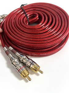 High-density braided male-to-male to 2R transparent RCA <b>car</b> audio cable - Product Image 2