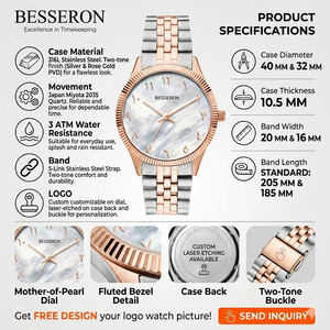 Montre à quartz personnalisée avec logo privé, cadran arabe, montre de luxe pour femmes, étanche, personnalisation d'éléments arabes - Product Image 2
