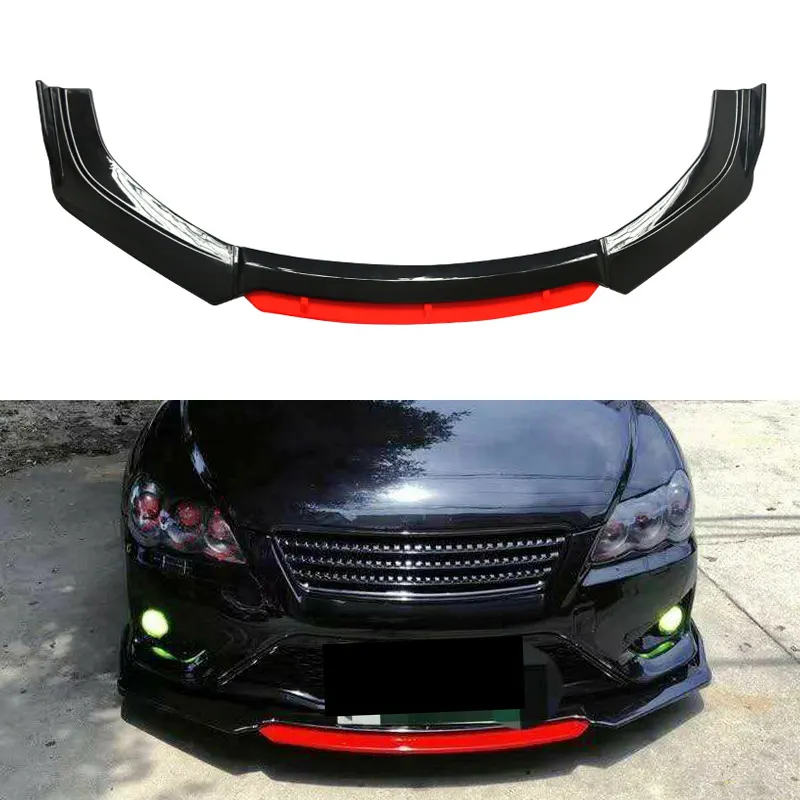 Protezione per carrozzeria Kit di protezione per carrozzeria Kit di protezione rosso nero brillante Trim Spoiler universale diffusore paraurti anteriore per auto Splitter Lip