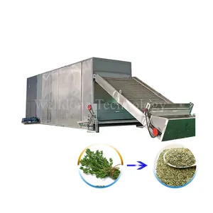 Энергосберегающая промышленная конвейерная ленточная сушильная машина для трав, листьев, чая (индивидуальный дизайн с высокой эффективностью)