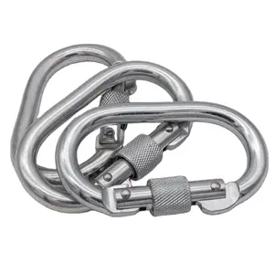 कारखाने अच्छी 23KN Carabiner ओवल पेंच दोहन के लिए ताला स्टील carabiner