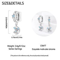 Boucles d'oreilles de luxe en cuivre plaqué argent avec breloques nœud, coquillage, étoile et lune, style européen et américain, en zircon, vente en gros, bijoux cadeaux, directement de l'usine