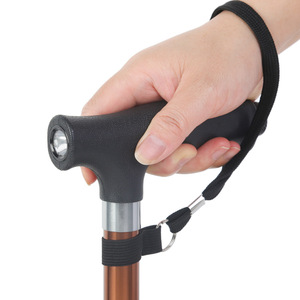 Canne télescopique pour personnes âgées avec lumière, bâton de marche à quatre pieds en alliage d'aluminium, embout en caoutchouc, couleur café noir - Product Image 3