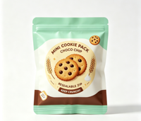 Sachets refermables hermétiques pour petits biscuits, conception d'emballage alimentaire de qualité supérieure, sacs à trois soudures latérales pour entreprises