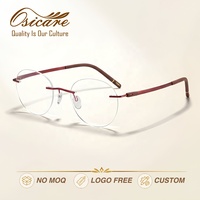 Lunettes de vue sans monture en titane pur Osicare pour femmes, lunettes rondes, style de marque de créateur, monture optique CP, bordeaux, ultra légères