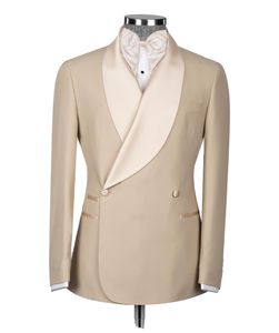 Smoking de mariage élégant pour homme, bleu <span class=keywords><strong>marine</strong></span>, rose, noir, ensemble de 2 pièces, veste complète coupe ajustée, pantalon, manteau à double boutonnage et revers châle - Product Image 5