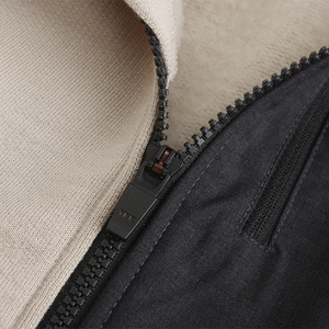 Sudadera con capucha de lana térmica de dos colores de contraste con cremallera completa para hombre con bolsillo - Product Image 3