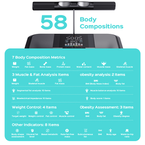 Balance connectée Bluetooth à affichage numérique pour la composition corporelle, grand écran VA, 8 capteurs électrodes, <span class=keywords><strong>mesure</strong></span> intelligente, vente chaude - Product Image 5