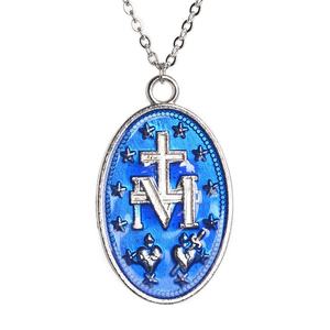 Colgante de acero inoxidable de la Virgen María, joyería religiosa de 36mm - Product Image 2