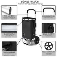 Chariot à provisions pliable Panier à provisions léger en aluminium avec sac de refroidissement isolé Escalier Escalade Chariot d'épicerie