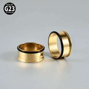 سدادات نفق الأذن من التيتانيوم الصلب بطلاء ذهبي براقة مفردة G23 سدادات تمديد أذن مكشكشة مجوفة مجوهرات ثقب الأذن - Product Image 5