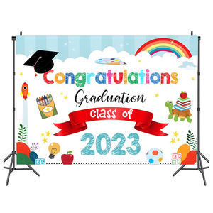 Félicitations 2023 école Graduation Party Decor Affiche couleur <span class=keywords><strong>tableau</strong></span> <span class=keywords><strong>noir</strong></span> Photographie jeune et enfants Toile de <span class=keywords><strong>fond</strong></span> Vinyle - Product Image 1