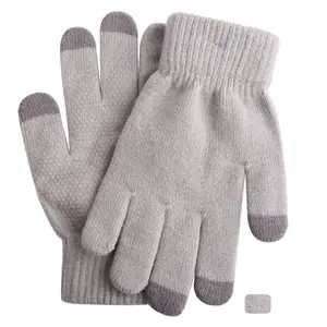 Çift dokunmatik ekran eldiveni örme kış sıcak eldiven özelleştirilmiş düz Smartphone eldiven DORAL ucuz tığ özel el örme