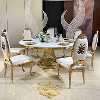 Table de salle à manger d'occasion mdf en acier inoxydable pour événements royaux