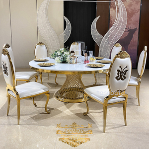 Mesa de comedor de acero inoxidable, mesa para eventos reales, mdf superior, usada - Product Image 6